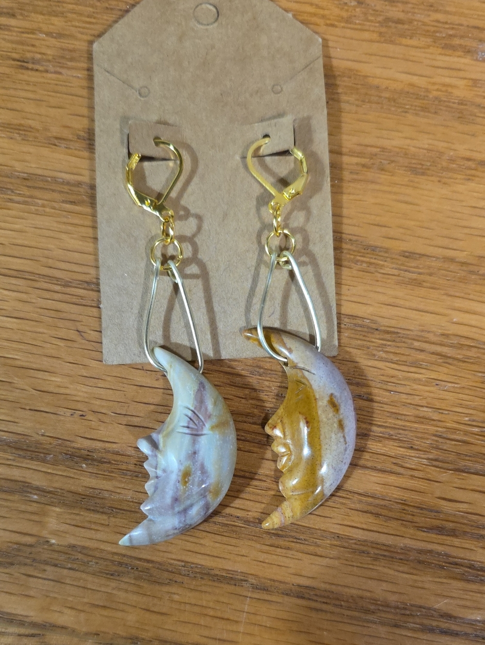 Handcrafted Moon Face Drop Earrings